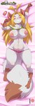 5_fingers anthro areola big_breasts blonde_hair blush breasts brown_body brown_fur butt butt_from_the_front clothed clothing dakimakura eyes_closed female fingers fur hair inverted_nipples long_hair lying multicolored_body multicolored_fur navel nipples on_back panties pink_areola raised_clothing raised_topwear solo text thick_thighs topwear two_tone_body two_tone_fur underwear white_body white_fur wide_hips chalo las_lindas patreon sarah_silkie domestic_cat felid feline felis mammal 2020 dakimakura_design hi_res signature url