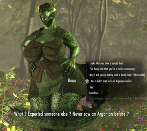 anthro big_breasts breasts clothed clothing curvy_figure detailed_background dialogue female fully_clothed futura_condensed_(font) green_body green_scales horn huge_breasts long_tail overweight overweight_female scales solo tail text thick_thighs voluptuous voluptuous_anthro voluptuous_female wide_hips yellow_eyes coolmaster98 bethesda_game_studios microsoft skyrim the_elder_scrolls deeja argonian lizardman reptile scalie 3d_(artwork) absurd_res digital_media_(artwork) english_text hi_res