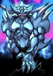 big_muscles claws looking_at_viewer muscular muscular_humanoid not_furry red_eyes solo teeth witnesstheabsurd konami yu-gi-oh! obelisk_the_tormentor duel_monster humanoid monster absurd_res hi_res