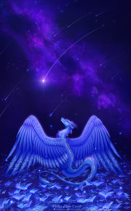ambiguous_gender back_spikes blue_body blue_eyes blue_fur feather_markings feathers female feral flower_field fur glowing glowing_markings horn looking_at_stars markings sitting solo spiked_tail spikes spikes_(anatomy) star tail white_body white_fur mydrawnworld mythology zephy_(nightfire_zephyr) dragon furred_dragon furred_scalie mythological_creature mythological_scalie scalie 2025 absurd_res hi_res signature