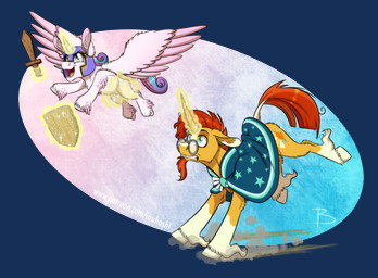 aged_up armor blue_eyes cape clothing duo eyewear facial_hair female feral flying glasses headgear helmet horn male melee_weapon shield sword weapon wings young young_female young_feral inuhoshi-to-darkpen friendship_is_magic hasbro my_little_pony mythology flurry_heart_(mlp) sunburst_(mlp) equid equine mammal mythological_creature mythological_equine unicorn winged_unicorn 2019 alpha_channel hi_res