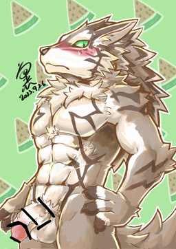abs anthro athletic athletic_anthro athletic_male balls black_sclera food fruit genitals green_eyes male melon pecs penis plant solo vein veiny_penis watermelon c82102111 lifewonders tokyo_afterschool_summoners seth_(tas) canid canine canis jackal mammal censored hi_res