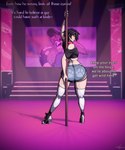 5_fingers big_butt biped black_hair butt clothed clothing collar dancing femboy fingers footwear hair high_heeled_sneakers high_heels male pole pole_dancing shoes sneakers solo text toby_art marty_(toby_art) human mammal 5:6 english_description english_text hi_res