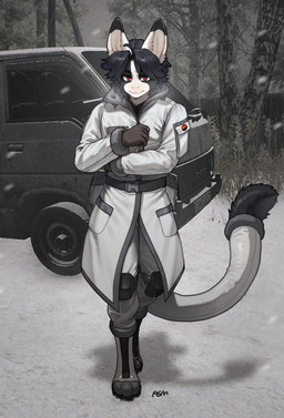 anthro biped bottomwear clothed clothed_anthro clothed_male clothing feet fingers front_view fully_clothed fully_clothed_anthro fully_clothed_male fur hair looking_at_viewer male outside solo standing tail toes topwear pgm300 mammal 2026 digital_drawing_(artwork) digital_media_(artwork) hi_res