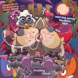 after_anal after_sex anthro antlers anus balls big_butt blush bodily_fluids body_writing brown_body brown_fur butt clothing crown duo erection foreskin fur gaping gaping_anus genital_fluids genitals hat headgear headwear hooves horn hypnosis male male/male mind_control penis precum public public_exposure shortstack text white_body white_fur writing_on_butt mrt0ony cult_of_the_lamb massive_monster_(studio) one_piece lamb_(cult_of_the_lamb) tony_tony_chopper bovid caprine deer mammal new_world_deer reindeer sheep 1:1 absurd_res english_text hi_res