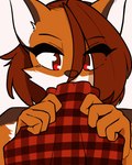 anthro blush blush_lines clothing collared_shirt eye_through_hair eyes_closed female female_anthro flannel_shirt fur hair holding_object looking_at_viewer shirt sniffing sniffing_clothes solo topwear translucent translucent_hair tuft yellowparrottw twokinds cassidy_(twokinds) canid canine canis mammal wolf 2024 4:5 animated digital_media_(artwork) hi_res short_playtime