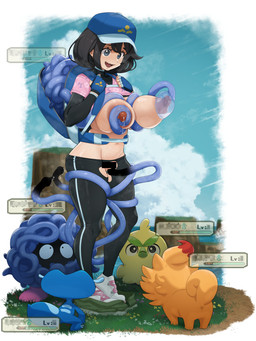 anus areola big_breasts black_clothing black_hair blue_body bodily_fluids breast_grab breasts clothed clothed_female clothed_human clothing feathers female green_body green_feathers group hair hand_on_breast hat headgear headwear human_focus interspecies lactating nipples not_furry_focus open_mouth pink_clothing pokephilia sweat sweatdrop tentacles torn_clothing waaaghork nintendo pokemon female_protagonist_(pokemon_wiwa) browt gecqua generation_10_pokemon generation_1_pokemon human mammal pokemon_(species) pombon tangela 2026 censored