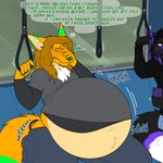 air_inflation air_pump anthro belly belly_expansion belly_inflation big_belly bodily_fluids clothed clothing clothing_lift creaking duo embarrassed exhibitionism expansion female growth hose hose_in_butt hose_inflation huge_belly humiliation hyper hyper_belly inflation male profanity public public_humiliation public_transportation recording shirt shirt_lift sitting sound_effects sweat text thinking thought_bubble topwear xxwolf_buttxx blight_dornwood canid canine canis fox mammal wolf 1:1 2025 absurd_res english_text hi_res