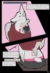 anthro big_breasts big_ears black_sclera breasts butt clothed clothing dialogue ear_piercing female fur hair massage mature_anthro mature_female multicolored_body multicolored_fur open_mouth piercing simple_background sitting text white_body white_fur lavasi morgan_(lavasi) mammal 2017 comic digital_media_(artwork) english_text hi_res