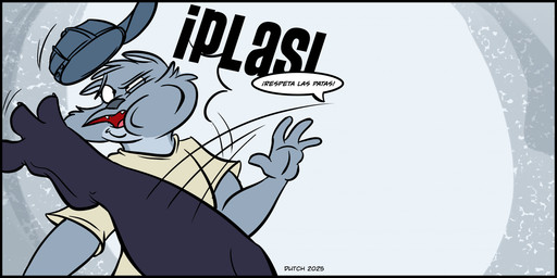 3_toes accent anthro backwards_baseball_cap backwards_cap backwards_hat baseball_cap black_body black_fur clothed clothed_anthro clothed_male clothing dialogue duo face_kick face_slap fangs feet female foot_slap fully_clothed fully_clothed_anthro fully_clothed_male fur grey_body grey_fur hat headgear headwear hindpaw kick male paws slap spanish speech_bubble teeth text toes yelling dutch_(artist) misty_the_mouse guillermo_(dutch) whitney_(dutch) domestic_cat felid feline felis mammal hi_res spanish_text brother_(lore) sibling_(lore) sister_(lore)