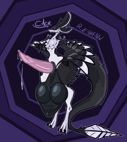 3_fingers 3_toes 4_ears abstract_background animal_genitalia anthro balls big_balls big_butt big_penis big_sheath big_tail black_balls black_body black_feathers black_finger_claws black_fur black_sclera black_scutes black_toe_claws bodily_fluids butt chest_tuft claws commanding_viewer countershading dialogue digitigrade dripping erection feathered_wings feathers feet fingers front_view fur genital_fluids genitals gesture glistening glistening_genitalia glistening_penis hair half-closed_eyes hand_gesture hand_on_hip hand_on_own_hip huge_balls huge_butt huge_penis hyper hyper_balls hyper_genitalia hyper_penis leaking_precum long_tail looking_at_viewer male multi_ear narrowed_eyes nude outline penis pink_penis pointing pointing_at_own_penis pointing_at_penis pointing_at_self precum precum_drip presenting presenting_penis purple_background purple_eyes retracted_balls saggy_balls scuted_arms scutes sheath sheathed_tapering_penis simple_background skinny slim small_waist solo standing tail tapering_penis text thick_thighs thick_tights toe_claws toes tuft white_body white_feathers white_fur white_outline wide_hips wings requemoon fyr_(fenrir784) avali avian bird 2025 colored digital_drawing_(artwork) digital_media_(artwork) english_text full-length_portrait hi_res portrait russian_text shaded signature simple_shading translated