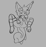 anthro anus eyes_closed female genitals pussy smile solo bloowolfy nintendo pokemon felid feline generation_3_pokemon generation_4_pokemon hybrid mammal pachirisu pokemon_(species) skitty 2023 greyscale hi_res monochrome