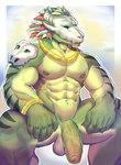 abs anthro balls biceps foreskin genitals male mask muscular muscular_anthro muscular_male nipples pecs penis scales skull_mask solo vein veiny_penis fujsan13 terraria witch_doctor_(terraria) lihzahrd lizard reptile scalie hi_res