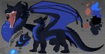black_body black_claws black_horn black_scales blue_body blue_membrane blue_scales claws feral horn male membrane_(anatomy) membranous_wings open_mouth pink_tongue scales solo teeth tongue ventral_scales wings zhulya_(artist) mythology asmodaios dragon mythological_creature mythological_scalie scalie hi_res model_sheet