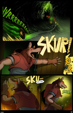 5_fingers anthro building clothing dialogue door duo fingers male open_door red_eyes text vehicle yelling corrsk warhammer_(franchise) sweek tweek_firecrest mammal murid murine rat rodent skaven comic english_text hi_res