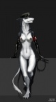 anthro breasts clothing female genitals hat headgear headwear latex looking_at_viewer navel nazi nipples pussy solo tail whip vectorconflict valkyria mammal sergal hi_res