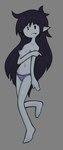 black_hair breasts clothed clothing cute_fangs fangs female frown grey_background grey_body grey_nipples grey_skin hair humanoid_pointy_ears long_hair looking_at_viewer nipples noseless not_furry on_one_leg panties pointy_ears purple_clothing purple_panties purple_underwear simple_background solo standing teeth toony topless topless_female underwear n3f4str10 adventure_time cartoon_network marceline_abadeer humanoid vampire full-length_portrait hi_res portrait