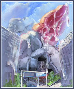 anthro biceps big_muscles big_pecs big_penis bodily_fluids building building_destruction crushing_building cum cum_on_building destroyed_building destruction excessive_cum excessive_genital_fluids genital_fluids genitals huge_muscles huge_pecs huge_penis hyper hyper_biceps hyper_genitalia hyper_muscles hyper_pecs hyper_penis macro male muscular muscular_arms muscular_male paws pecs penis solo stomping street street_sign drakei tunga canid canine canis mammal wolf hi_res
