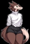 anthro black_bottomwear black_clothing black_shorts bottomwear brown_body brown_fur clothed clothing cute_fangs fangs femboy fur long_sleeves male outline shorts side_eye solo sweater tail teeth thick_thighs topwear turtleneck white_clothing white_outline white_sweater white_topwear gronkusdoesagig unamed_sergal_twink_(gronkusdoesagig) sergal alpha_channel digital_drawing_(artwork) digital_media_(artwork)
