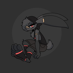 4_toes anthro arm_tuft band-aid band-aid_on_face band-aid_on_nose bandage bandage_on_face bandage_on_nose black_body black_fur bottomwear cheek_tuft chest_tuft clothing facial_tuft feet footwear fur grey_background grey_body grey_fur grumpy hair hair_over_eye half-closed_eyes hood_up hoodie knee_tuft leg_tuft male narrowed_eyes one_eye_obstructed shorts shoulder_tuft simple_background sleeveless_hoodie socks solo toeless_footwear toeless_socks toes topwear tuft xing1 nick_(xing1) lagomorph leporid mammal rabbit 1:1 absurd_res hi_res