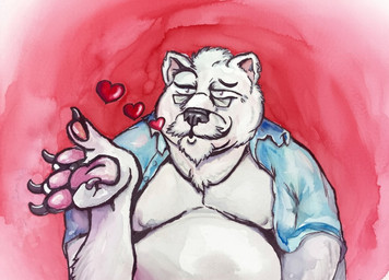 aged_up anthro belly blowing_kiss gay_dads heart_symbol male mature_male musclegut muscular overweight overweight_anthro professor solo teacher squirmynoodle boris_mrazovito bear mammal polar_bear ursine