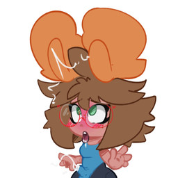 4_fingers antlers blue_clothing bodily_fluids brown_hair bulge chibi clothing cum cum_in_clothing cum_through_clothing cumshot detailed_bulge drooling ejaculation erection erection_under_clothing eye_roll eyewear fingers genital_fluids genital_outline glasses green_eyes gynomorph hair horn intersex open_mouth penis_outline round_glasses saliva simple_background solo tongue tongue_out wearing_glasses wet wet_clothing white_background blueberrygrizzly blueberry_grizzly_(blueberrygrizzly) animal_humanoid deer deer_humanoid humanoid mammal mammal_humanoid 1:1 2024 hi_res