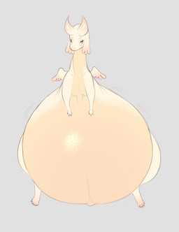 anthro belly big_belly female floppy_ears grey_background horn huge_belly hyper hyper_belly hyper_pregnancy overweight overweight_anthro overweight_female pregnant simple_background solo white_body hellbrain mythology opal_(hellbrain) dragon mythological_creature mythological_scalie scalie 2023 hi_res