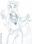 anthro areola breasts clothed clothing cocked_hip container cup drinking_glass fangs female glass glass_container glass_cup holidays jewelry necklace nipples teeth topless wine_glass brian_mcpherson carnival_(holiday) mardi_gras domestic_cat felid feline felis mammal nova_(disambiguation) 2018 monochrome sketch