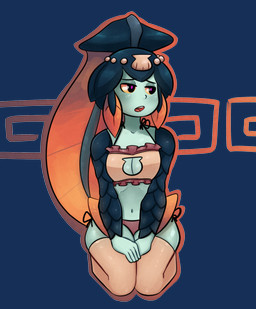 blue_body blue_scales blush bra breasts cat_lingerie circlet cleavage cleavage_cutout clothed clothing cutout female fin fin_hair fish_lingerie front_view hair kneeling legwear lingerie looking_away medium_breasts midriff narrowed_eyes navel open_mouth orange_outline outline panties pink_eyes ponytail pseudo_hair scales seashell seiza shell shy side-tie_panties simple_background sitting solo thigh_highs transparent_background underwear wide_hips yellow_sclera melonconcarne skullgirls minette animal_humanoid aquatic aquatic_humanoid dagonian fish fish_humanoid humanoid 2017 alpha_channel digital_media_(artwork) full-length_portrait hi_res portrait