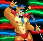 anthro biceps brown_body clothed clothing ear_piercing electronics fur hair machine male microphone money muscular muscular_anthro muscular_male nipple_piercing nipples open_mouth piercing simple_background solo teeth artslionbear five_nights_at_freddy's five_nights_at_freddy's:_security_breach scottgames steel_wool_studios glamrock_freddy animatronic bear mammal robot ursine 2021 absurd_res digital_media_(artwork) hi_res