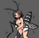 5_fingers antennae_(anatomy) arthropod_abdomen black_body breasts brown_hair featureless_breasts featureless_crotch female fingers grey_background hair insect_wings looking_at_viewer multicolored_body nude open_mouth pale_skin simple_background solo transformation white_body wings hikagenootimsya animal_humanoid arthropod arthropod_humanoid fly_(animal) fly_humanoid humanoid insect insect_humanoid mosquito mosquito_humanoid digital_media_(artwork) portrait three-quarter_portrait