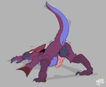 anthro anus ass_up backsack balls beak butt claws erection genitals grey_background jack-o'_pose knot male penis pose presenting presenting_hindquarters raised_tail simple_background solo tail sodacaps capcom monster_hunter flying_wyvern nargacuga