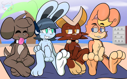 anthro balls bedroom_eyes blush curling_toes electronics erection feet foot_focus foreskin full_foot_pawpads genitals group headphones humanoid_genitalia humanoid_penis looking_at_another male male/male narrowed_eyes nude nude_beach paws penis seductive smile soles tail tail_motion tailwag throbbing throbbing_penis tongue tongue_out towel mintytempest nintendo pokemon hazel_coffeebean mikan_creamsicle note_(mintytempest) toffee_(mintytempest) canid canine canis domestic_dog generation_5_pokemon generation_8_pokemon lagomorph legendary_pokemon mammal pokemon_(species) scorbunny scortini_(species) victini absurd_res hi_res