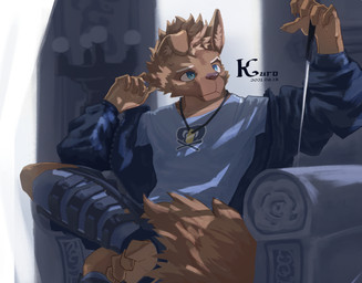 5_fingers anthro blue_clothing blue_eyes blue_jacket blue_legwear blue_shirt blue_topwear brown_body brown_fur brown_hair brown_inner_ear chair claws clothed clothed_anthro clothed_male clothing countershade_arms countershade_feet countershade_fur countershade_neck countershade_torso countershading crossed_legs eyebrows feet finger_claws fingers floppy_ears folded_ears front_view fully_clothed fully_clothed_anthro fully_clothed_male fur furniture hair head_turned holding_knife holding_object inner_ear_fluff jacket jewelry knife legwear looking_at_object male mouth_closed necklace on_chair open_clothing open_jacket open_topwear print_clothing print_shirt print_topwear pupils shirt simple_background sitting sitting_on_chair sitting_on_throne snout solo tail tan_body tan_countershading tan_fur tan_inner_ear_fluff text throne topwear tuft white_background white_eyebrows white_sclera kuromonsart canid canine canis domestic_dog mammal 2021 absurd_res artist_name colored dated digital_drawing_(artwork) digital_media_(artwork) english_text hi_res portrait three-quarter_portrait