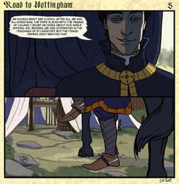 anthro black_tail carriage checkpoint clothing dialogue dirt dismounting earth feral footwear grass group guardsmen hooves inside insignia looking_at_viewer male nobleman outside planet plant rock shoes sitting smile smiling_at_viewer smirk smirking_at_viewer smug spurs standing tail text tree trio sir_paulus pavel_(sir_paulus) canid canine canis equid equine horse human mammal wolf comic english_text hi_res