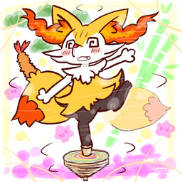 afterimage ambiguous_anthro ambiguous_gender anthro balancing bamboo biped blush cute_fangs digitigrade dipstick_tail dizzy fangs featureless_crotch flower food markings object_in_tail on_one_leg open_mouth plant shrimp_(food) snout solo spinning spinning_top spiral spiral_eyes standing tail tail_markings teeth annyui0611 nintendo pokemon braixen canid generation_6_pokemon mammal pokemon_(species) 1:1 2022 digital_drawing_(artwork) digital_media_(artwork) full-length_portrait hi_res japanese_description portrait translated_description