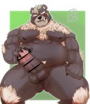 accessory anthro balls belly black_body black_fur censor_bar erection fur genitals headband humanoid_genitalia humanoid_penis ineffective_censorship male musclegut muscular navel nipples nude pecs penis perineum solo connersublow lifewonders tokyo_afterschool_summoners wen_kamui_(tas) bear mammal absurd_res censored hi_res