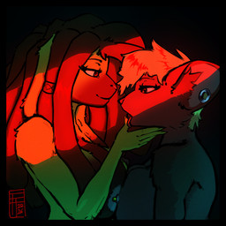 accessory anthro big_breasts breast_squish breasts caressing close-up dreadlocks duo ear_piercing female female/female gauged_ear hair_accessory hair_jewelry nipple_piercing nipples piercing squish tongue tongue_out ferretfolk rydae_(ferretfolk) cricetid hamster lagomorph leporid mammal rabbit rodent 1:1 absurd_res digital_media_(artwork) hi_res