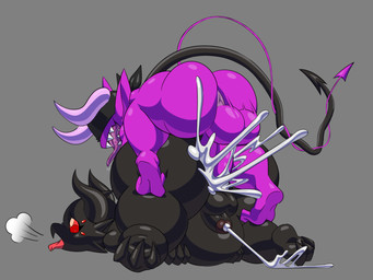 2_horns 3_toes anal anal_penetration anus ass_up backsack ball_size_difference balls belly big_balls big_belly big_butt big_ears big_penis black_balls black_body black_horn black_penis black_skin bodily_fluids breath brown_glans butt butt_size_difference claws cum cum_from_ass cum_in_ass cum_inflation cum_inside cum_on_ground cum_splatter cum_while_penetrated cumshot curling_toes drooling duo ejaculation entwined_tails erection excessive_cum excessive_genital_fluids feet finger_claws flesh_fang forked_tongue from_behind_position genital_fluids genitals glans grey_background hands-free head_spikes hidden_eyes horn huge_butt humanoid_genitalia humanoid_penis inflation larger_male larger_sub long_tail looking_at_another looking_at_partner looking_pleasured lying male male/male motion_lines multi_eye on_front open_mouth open_smile orgasm penetration penis penis_size_difference perching_position pointy_ears purple_balls purple_body purple_horn purple_penis purple_skin purple_tail rear_view red_eyes saliva sex sharp_teeth simple_background size_difference smaller_male smile spade_tail spikes spikes_(anatomy) submissive tail tail_coil teeth thin_tail toe_claws toes tongue tongue_out wavy_horn y_anus cheese_cake boone_(misterimp) styx_(itsybitsyjaytsy) demon humanoid imp 2026 4:3 digital_media_(artwork)