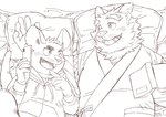 anthro bed book clothing duo furniture hoodie humanoid_hands kemono lying male one_eye_closed pillow slightly_chubby topwear wink ryuta-h domestic_cat felid feline felis mammal mouse murid murine rodent 2020