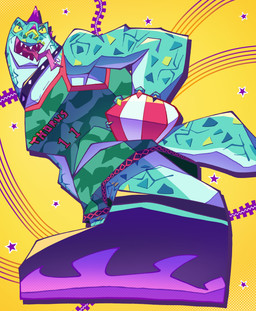 anthro ball basketball_(ball) basketball_uniform bottomwear clothed clothing collar facial_piercing footwear green_body green_bottomwear green_clothing green_scales green_shirt green_shorts green_topwear head_spikes male mouth_piercing multicolored_claws muscular muscular_anthro muscular_male nose_piercing piercing purple_spikes scales shirt shoes shorts solo spikes spikes_(anatomy) sportswear star_symbol studded_collar studs tail tongue tongue_out tongue_piercing topwear uniform yellow_sclera penthova goat_(movie) sony_corporation sony_pictures modo_olachenko komodo_dragon lizard monitor_lizard reptile scalie 2026 absurd_res digital_media_(artwork) hi_res