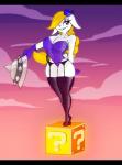 ?_block anthro black_bars block blonde_hair breasts buckteeth clothed clothing female gloves hair handwear item_box legwear question_mark red_eyes short_stack solo teeth thick_thighs dracojeff mario_bros nintendo super_mario_odyssey broodal hariet_(mario) lagomorph leporid mammal rabbit 2017 letterbox