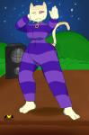 anthro barefoot big_butt breasts butt clothed clothing curvy_figure dancing feet female looking_at_viewer prison_uniform prisoner simple_background smile solo metroxix3c adventure_time cartoon_network me-mow domestic_cat felid feline felis mammal 2020 digital_media_(artwork)