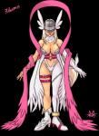 armwear belly_cutout blonde_hair boots breasts cleavage clothed clothing cutout elbow_gloves feathered_wings feathers female footwear gloves hair handwear high_heels mask navel not_furry obscured_eyes shoes simple_background skimpy smile solo standing transparent_background wings furball bandai_namco digimon pidwomon angewomon digimon_(species) humanoid winged_humanoid alpha_channel