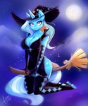 anthro anthrofied big_breasts blue_body breasts broom cleaning_tool cleavage clothed clothing female horn magic_user solo witch mrscurlystyles friendship_is_magic hasbro my_little_pony mythology trixie_(mlp) equid equine mammal mythological_creature mythological_equine unicorn 2021 5:6 absurd_res hi_res