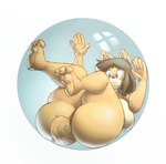 anthro big_butt blue_eyes breasts brown_hair bubble butt female hair in_bubble nude solo lickagoat june_(jinu) canid canine canis domestic_dog mammal hi_res tagme