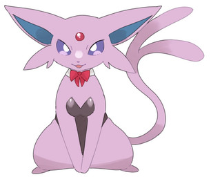 ambiguous_gender black_clothing black_leotard blue_inner_ear bow_tie clothing feral forehead_gem forked_tail gem leotard looking_at_viewer multicolored_ears open_mouth purple_body purple_eyes purple_tail red_bow_tie red_forehead_gem red_gem simple_background sitting solo tail unusual_anatomy unusual_tail white_background yakiniku628 nintendo pokemon eeveelution espeon generation_2_pokemon pokemon_(species) 2026 colored