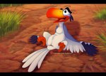 animal_genitalia avian_butt beak black_bars cloaca feathers feral genitals male open_beak open_mouth solo spread_legs spreading text wings hailberry disney the_lion_king zazu_(the_lion_king) avian bird bucerotiform hornbill red-billed_hornbill letterbox url