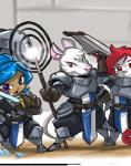 albino armor belt big_ears boots breastplate clothing female footwear gauntlets gloves group handwear heraldry knight magic male plate_armor red_eyes shoes staff tabard warrior shonuff trenchbound isaac_(trenchbound) human mammal mouse murid murine rat rodent cropped hi_res