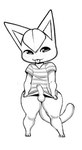 anthro balls clothing crossgender erection foreskin genitals humanoid_genitalia humanoid_penis male penis shirt solo t-shirt topwear shojiku animal_crossing nintendo tangy_(animal_crossing) domestic_cat felid feline felis mammal monochrome